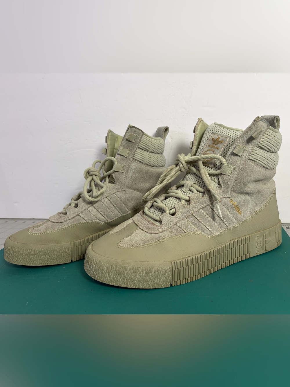 Adidas Originals Samba Mid Shoes Beige Suede High Top Sneakers Men’s 9